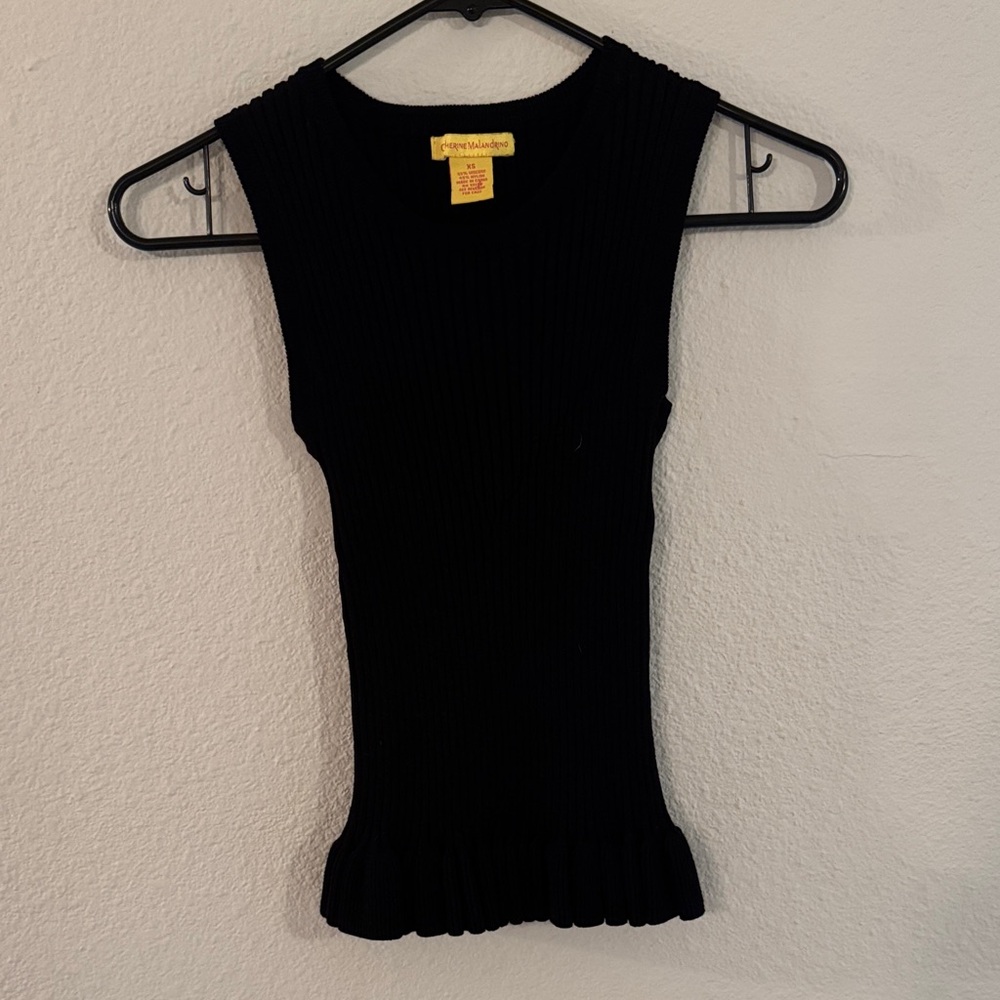 Catherine Malandrino Black Ribbed Tank Top